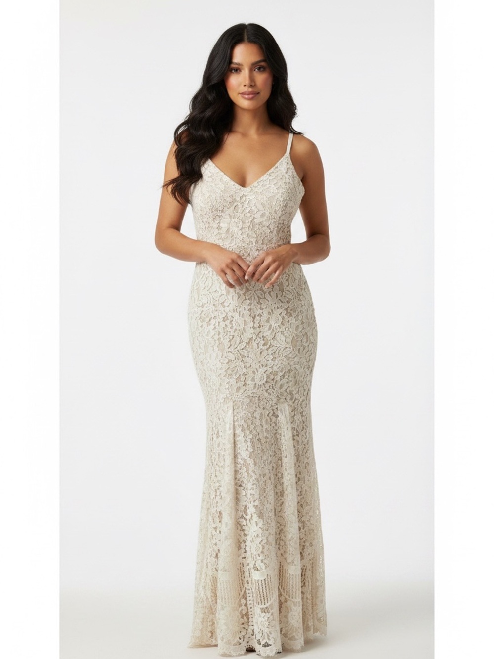 NWOT Cream Lace V-Neck Fit and Flair Dress Size 2XL